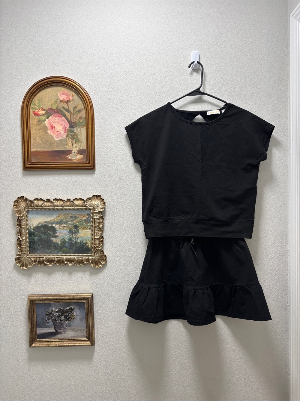 Molly Moran Black Two-Piece Crop Top and Ruffle Skirt Set